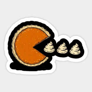 Pumpkin Chasing Funny Pacman Game Parody Fall Thanksgiving Sticker